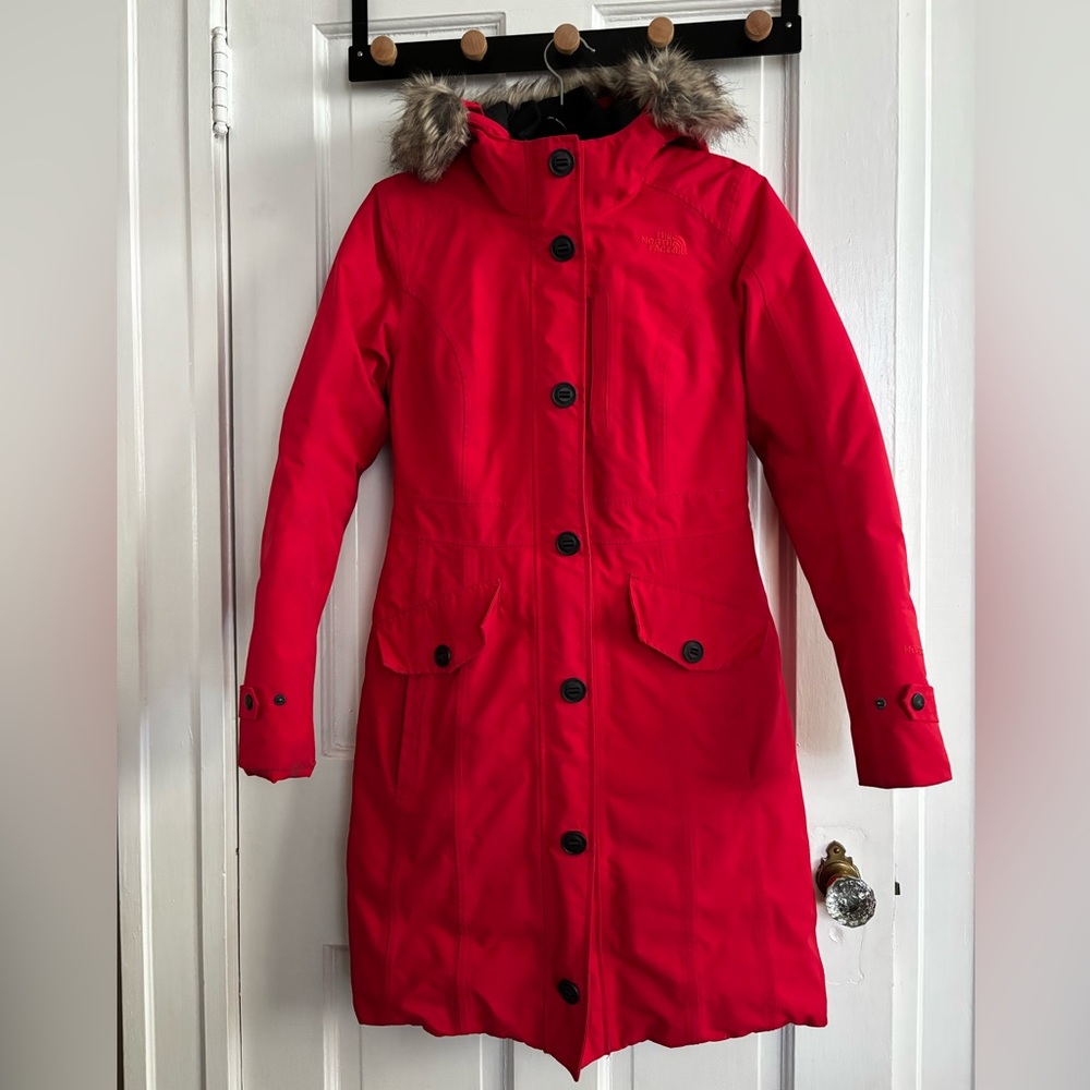 The North Face Women's Vibrant Red Down Parka Jacket